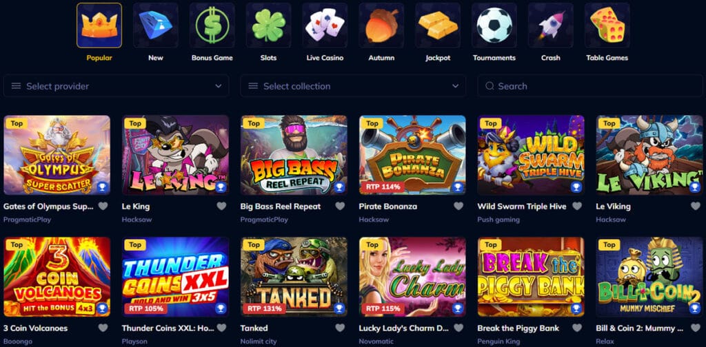 Game Selection at RioAce