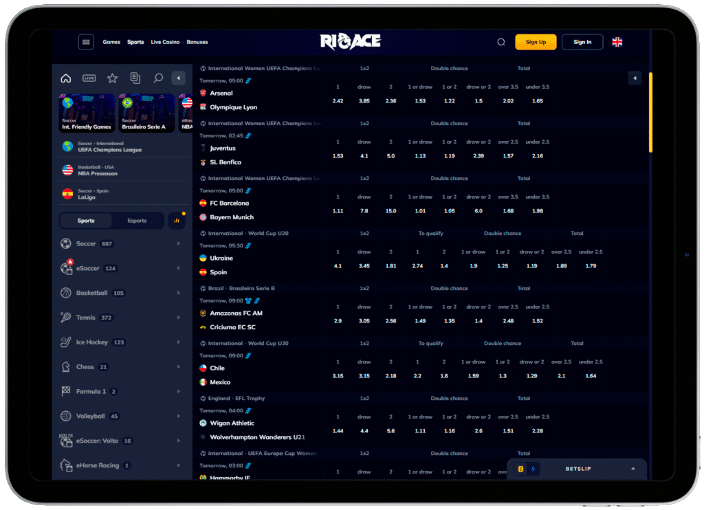 RioAce mobile app betting